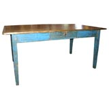 Antique Swedish Table with Original Blue Paint
