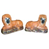 Antique Pair of Staffordshire Lions