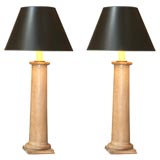Antique Pair of Column Lamps