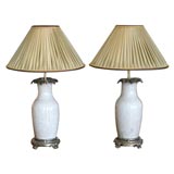 PAIR CELADON LAMPS