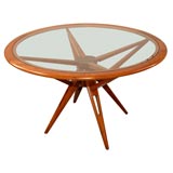 Glass-Top Round Table in Style of Paolo Buffa