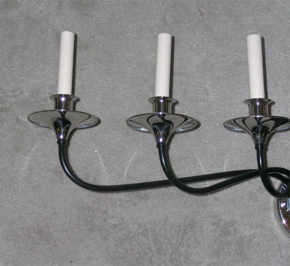 Plated Oversized Scale Pair of Hollywood Regency Style Wall Sconces For Sale