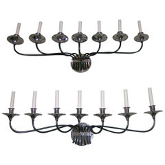 Oversized Scale Pair of Hollywood Regency Style Wall Sconces