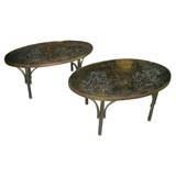 Pair of Phlip and K. LaVerne Oval Cocktail Tables