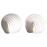 Two Vetri Murano Striped Shell Lamps (labeled)