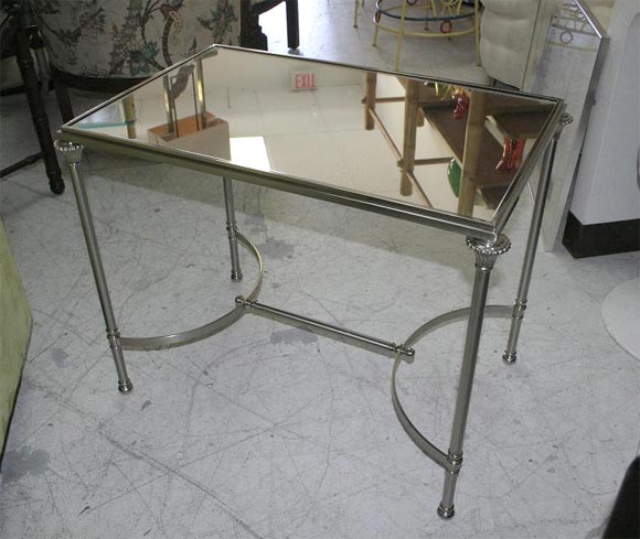 PAIR OF NICKEL PLATED END TABLES