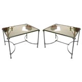 PAIR OF NICKEL PLATED END TABLES