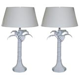 Pair of  Tole Palm Tree Lamps