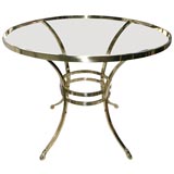 Large Gueridon Solid Brass and Glass Table