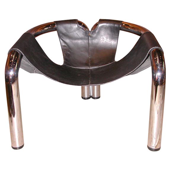 Tubular chrome 
leather chair by Byron Botker