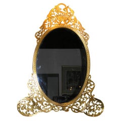 George III style Gilt Metal , Engraved Dressing Mirror .  19th C