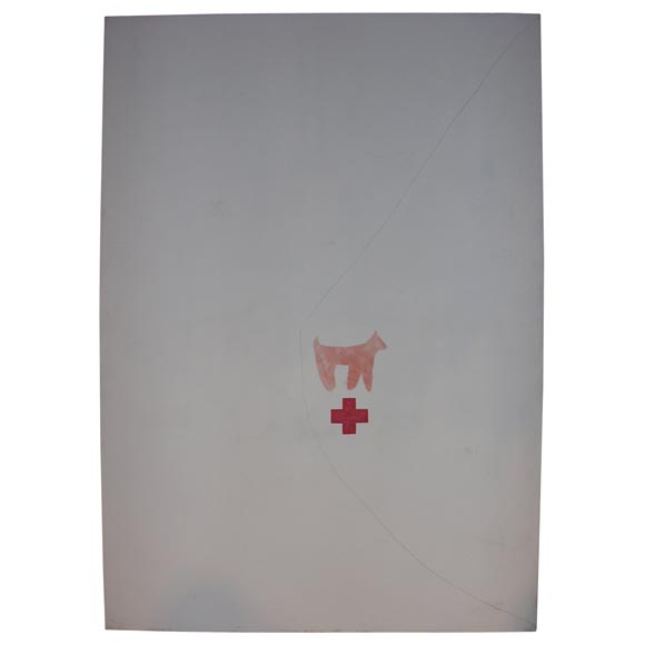 "White Grand, Pink Dog, Red Cross"  Lois Lane  (American B. 1948) For Sale