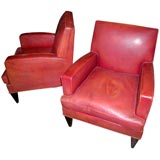 Pair Hermes leather armchairs