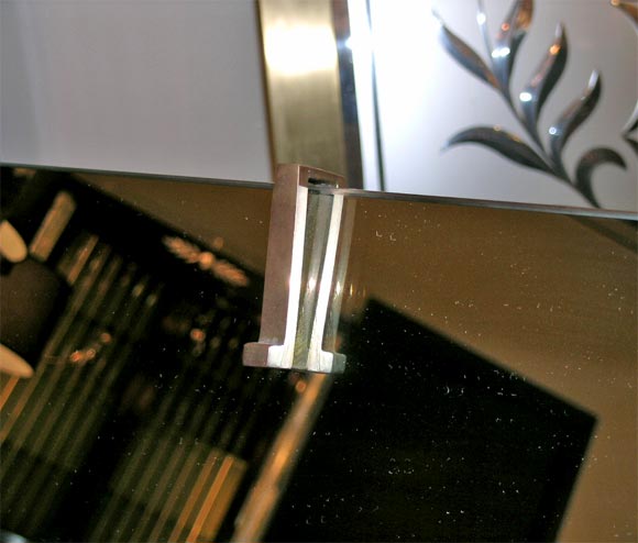 Mid-20th Century French Art Deco Floor Mirror in Book-Matched Palisander with Bronze Details