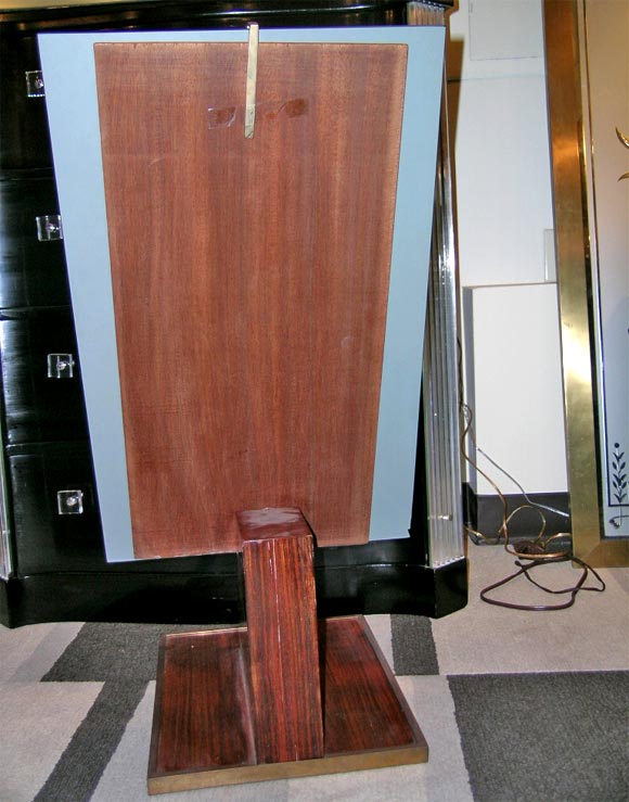 French Art Deco Floor Mirror in Book-Matched Palisander with Bronze Details 2