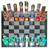 French Multi Colored Laminated Lucite Chess Set 1960's