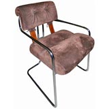 Set of Six 1920's Chrome & Chocolate Suede Chairs