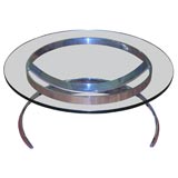 Chromed Steel and Glass Coffee Table