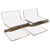 Pair of Thick Molded Acrylic Lounge Chairs by Karl Springer
