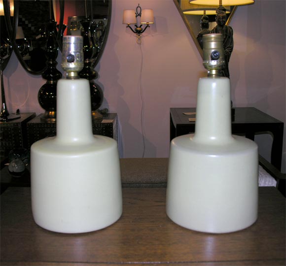 Pair of White Ceramic Table Lamps by Gordon Martz