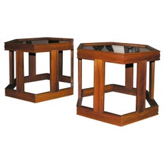 Paire de tables d'appoint octogonales de Brown Saltman