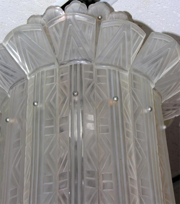 Glass French Art Deco Chandelier by Sabino For Sale