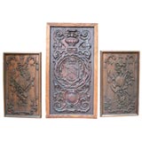 Set Of Three Carved Oak English Panels