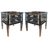 Pair of Custom Two-Drawer Mirrored Commodes 7