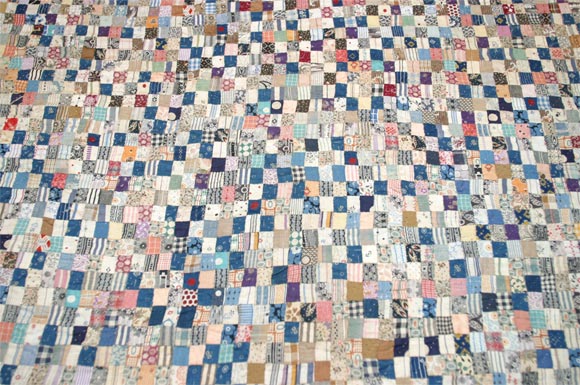 Very rare , quarter inch square, postage stamp quilt. Over 20,000 thousand pieces. From a private East Coast Collection. Beautiful multi calico pieces.