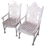 Pair Old English Iron Garden Chairs