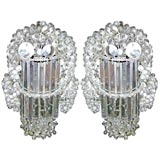 Pair Silver Plated Crystal Beaded Lamps