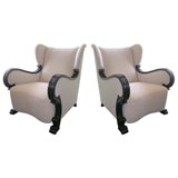 Pair of Swedish Modernist/Neo-Gothic Wingbacked Chairs