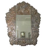 Antique large Mexican style 1920's tin mirror
