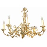 Delicate Flower and Scroll Tole Chandelier