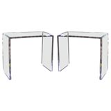 Pair of lucite console tables