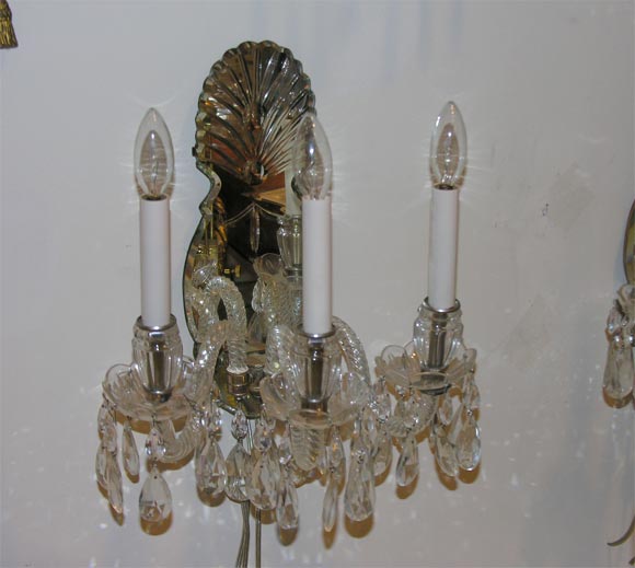 Pair of mirror back sconces