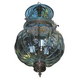 Antique acqua pumpkin belljar lantern with brass knob
