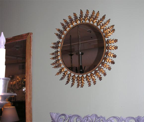Large Copper Plated Metal  Sunburst Mirror