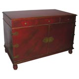 Interesting red lacquer dresser in Oriental style
