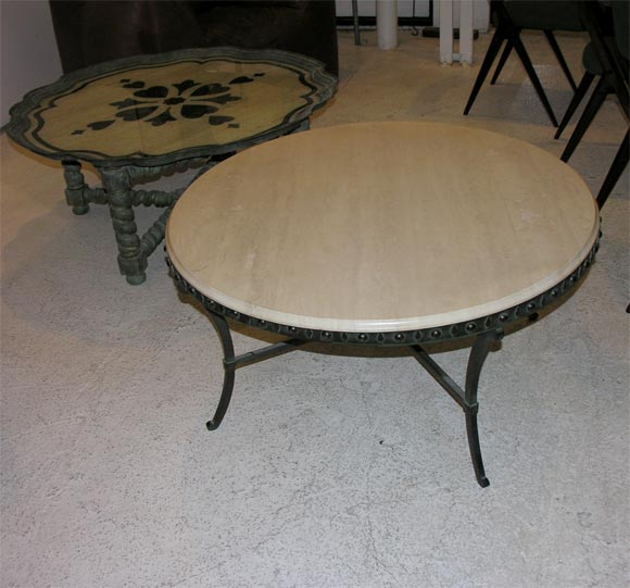 Beautiful  roman cast bronze base with stone top coffee table