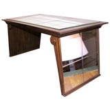 Rectangular Mahogany Coffee Table with Mirrored Squares
