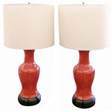 Chinese Red Porcelain Lamps