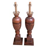 Pair of Carved Balustrade Lamps