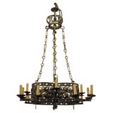 Large Iron 16 Light Chandelier