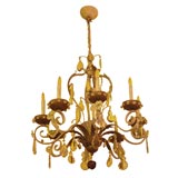 Painted Iron French Chandelier with Crystals & 8 Arms