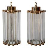 Pair of Modernist Crystal Hallway Lanterns
