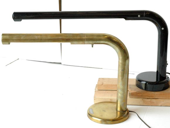 Vintage Robert Sonneman tubular form brass desk lamp.