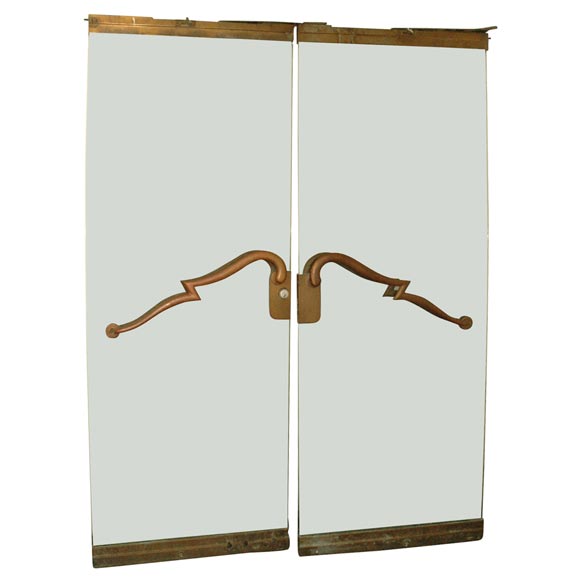 Pair of Art Deco Glass and Bronze Doors For Sale