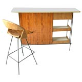 Vintage 50's Tropical Modern (Tiki) Bar with Matching Barstool