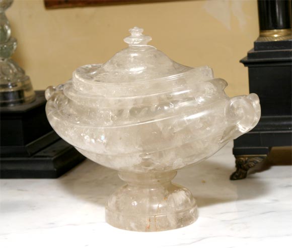 Italian Carved Rock Crystal Covered Urn